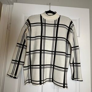 “Topshop” grey and white plaid sweater